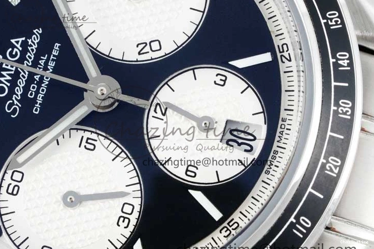0720 Cozy Speedmaster Racing Master SS HKF Best Edition Black White Dial on SS Bracelet A 7807